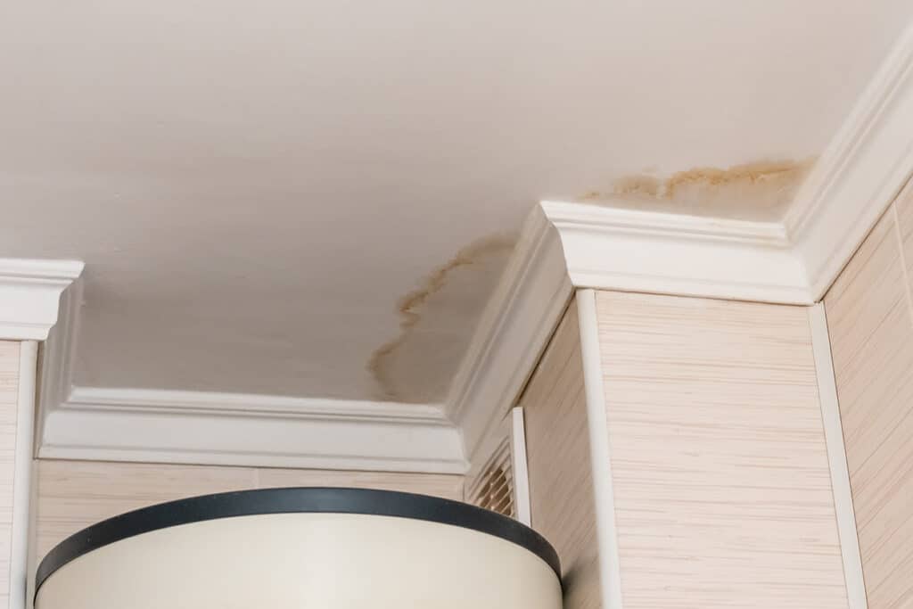 water-damaged ceiling